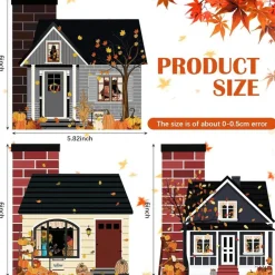 3PCS Fall Wooden House Decor Set – Rustic Farmhouse Autumn Tabletop Centerpieces for Thanksgiving Tiered Tray, Shelf, Coffee Table & Harvest Home Decorations