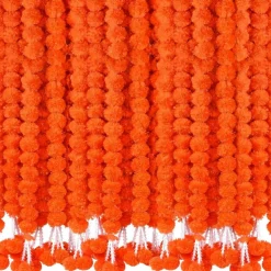 6 Pcs 5 Feet Long Strands Marigold Flowers Garland (Orange)