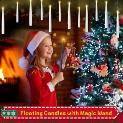 12 Pcs Floating Candles with Magic Wand Remote, Hanging Candles with String