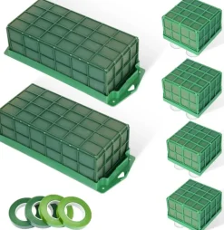 6 Pcs Floral Foam Cage Flower Holder with Floral Foam Blocks Square and Rectangle Suitable for Flower Wedding Garden Decoration and Artificial Flowers