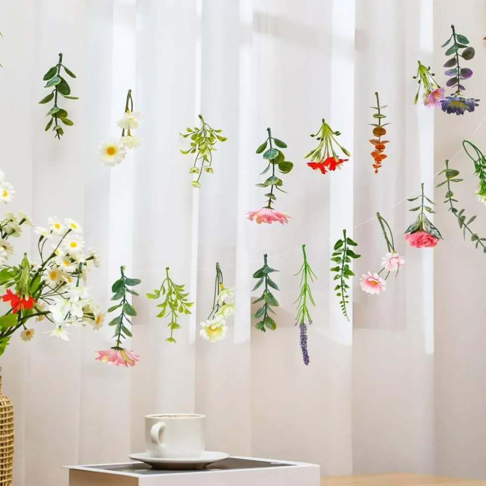 2 Pcs 6.6 ft Artificial Flower Party Banner