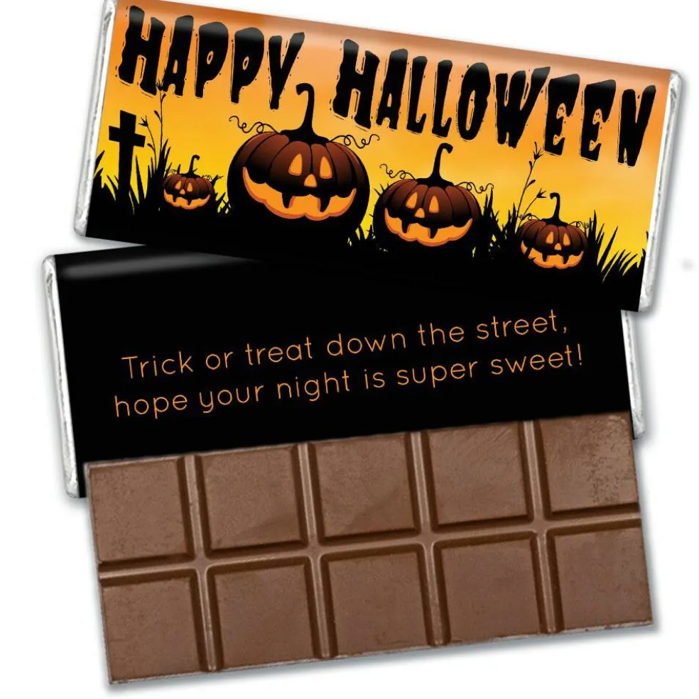 12 Pcs Halloween Candy Party Favors in Bulk Belgian Chocolate Bars - Pumpkins