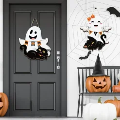 2 Pcs Halloween Ghost Witch Door Sign Boo Decor - Ghost