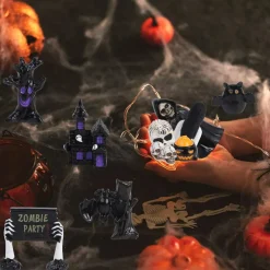 40 Pcs Halloween Miniature Figurines Set, Tiny Resin Halloween Decorations for Fairy Garden, Dollhouse Ornaments, Spooky Village Accessories, Pumpkin Skull Bat Tombstone Mini Crafts