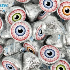 85 Pcs Halloween Party Candy Chocolate Silver Hershey's Kisses (13.6oz) - Eyeballs