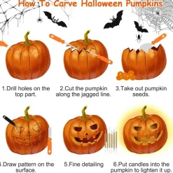 13Pcs Halloween Pumpkin Carving Kit Stainless Steel Carving Kit Pumpkin Sculpting Cutting Kit Halloween Decorative Tools