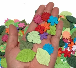 200 Pcs Handmade Mixed Mulberry Paper Flowers Petals and Leaves Wedding