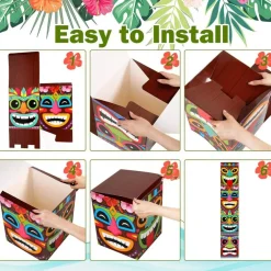 8 Pcs Hawaiian Luau Boxes Blocks Decorations