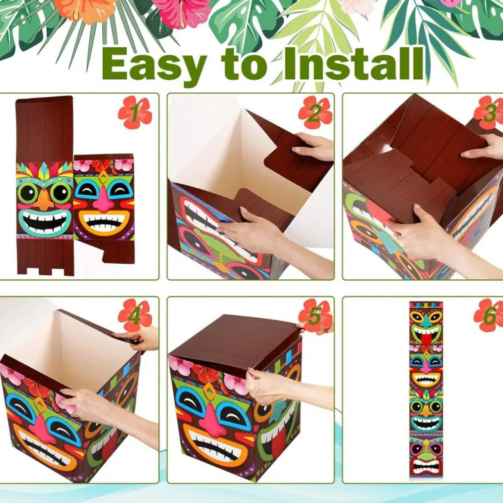 8 Pcs Hawaiian Luau Boxes Blocks Decorations