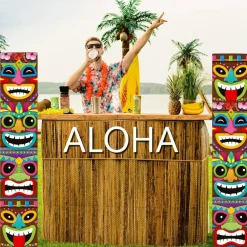 8 Pcs Hawaiian Luau Boxes Blocks Decorations