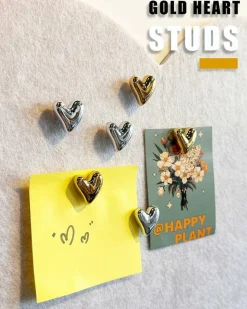 30 pcs heart decorative pins gold and silver for bulletin boards, office, or home