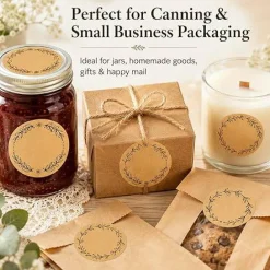 500 PCS 2 Inch Kraft Round Canning Labels, Writable Blank Sticker Labels for Mason Jars, Candle Jars, Soap Packaging, Bakery, and Homemade Products