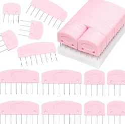 25PCS Knit Blocking Pins Kit Pink, Knit Blocking Combs for Knitting Crochet Lace Needlework Projects, Stainless Steel Knitting Block Tool for Blocking Mats