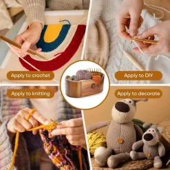 9pcs Knitting Hooks Yarn Bowls ,Yarn Bowl - Large Size Wooden Yarn Holder, Smooth Crochet Bowl