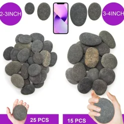 40 Pcs Large Rocks for Painting 25pcs 2-3” & 15pcs 3-4” River Rocks for Painting Natural Flat & Smooth Rocks for Painting for Kids & Adult Craft Gift