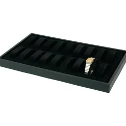 2Pc 18 Slot Black Plastic Watch Display Trays