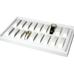3Pc 18 Slot White Plastic Watch Display Trays