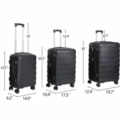 3PCS Luggage Set 4-Wheel Suitcase Hardside Spinner Lightweight