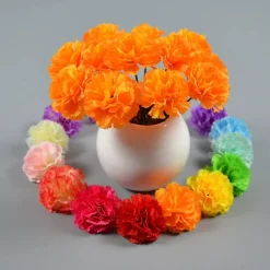 50 Pcs Marigold Flower Heads Bulk (Orange) 5"D x 5"W x 1.9"H