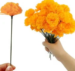 101PCS Marigold Flower Heads Bulk (Orange)