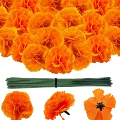 100 Pcs Marigold Flowers(Orange)7.9"D x 5.9"W x 2.4"H