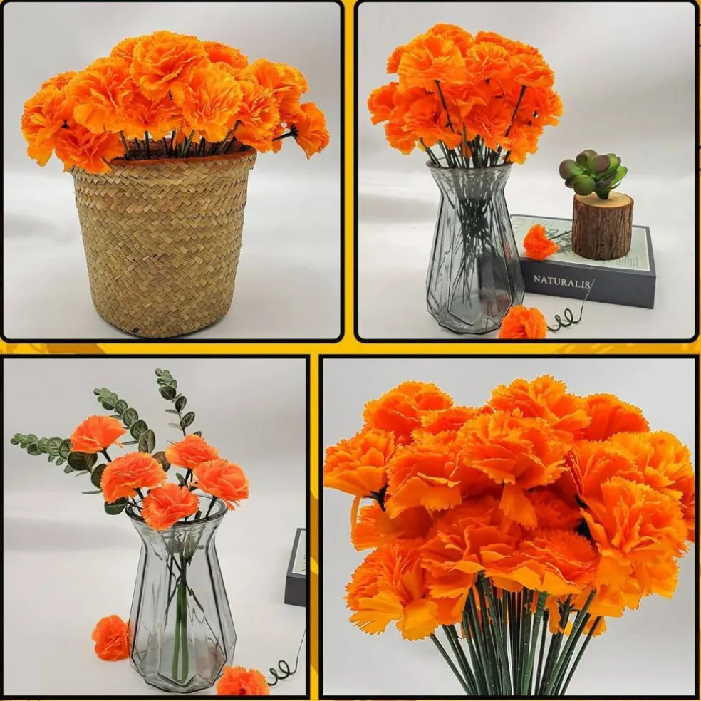 100 Pcs Marigold Flowers(Orange)7.9"D x 5.9"W x 2.4"H