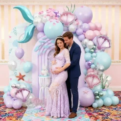 155PCS Mermaid Balloon Arch Kit, Under the Sea Party Decorations with Mermaid Tail & Seashell Foil Balloons for Birthday, Baby Shower, Gender Reveal & Ocean Themed Party Supplies