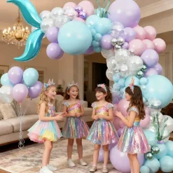 155PCS Mermaid Balloon Arch Kit, Under the Sea Party Decorations with Mermaid Tail & Seashell Foil Balloons for Birthday, Baby Shower, Gender Reveal & Ocean Themed Party Supplies
