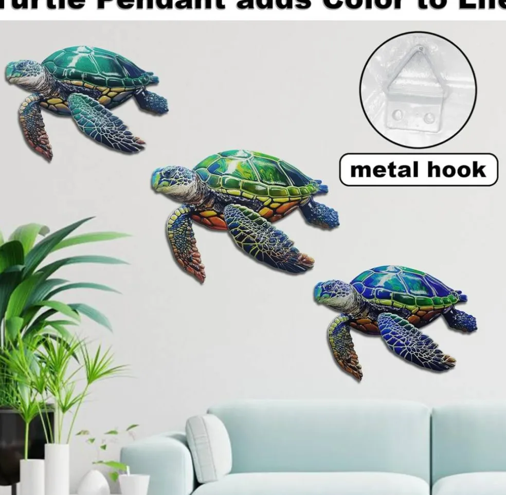 3Pcs Metal Summer Turtle Sea Wall Decor