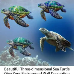 3Pcs Metal Summer Turtle Sea Wall Decor