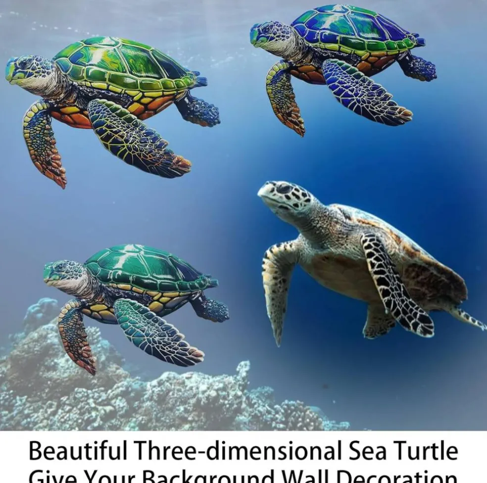 3Pcs Metal Summer Turtle Sea Wall Decor