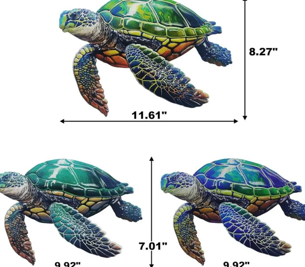 3Pcs Metal Summer Turtle Sea Wall Decor