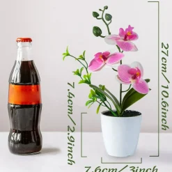 4pcs Mini Artificial Orchid Flowers – Lifelike Potted Orchids for Home, Office & Wedding Décor
