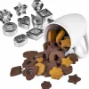 30Pcs Mini Cookie Cutter Set with Box, Small Stainless Steel Fruit Veggie Tiny Polymer Clay Cutters for Kids, Geometric Set for Biscuit Mold