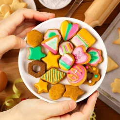 30Pcs Mini Cookie Cutter Set with Box, Small Stainless Steel Fruit Veggie Tiny Polymer Clay Cutters for Kids, Geometric Set for Biscuit Mold