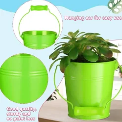 24Pcs Mini Metal Buckets 4.13 Inch, Colorful Galvanized Pails with Wooden Handles for Candy, Party Favors, Crafts, Wedding, Halloween and Christmas Decorations
