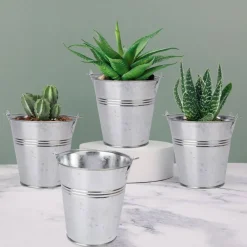 22Pcs Mini Metal Buckets 4 Inch, Elegant Galvanized Pails with Handles for Party Favors, Crafts, Garden Planters, Centerpieces and Home Decor