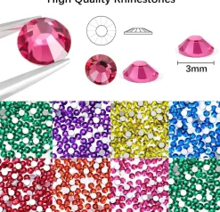 48000Pcs 3mm Flatback Rhinestones Gems - 48 Color