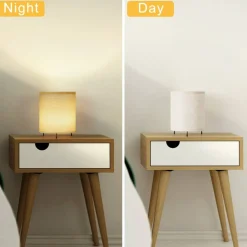 2pcs Night Light Cylinder Small Dimmable Nightstand Light Linen Color