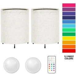 2pcs Night Light Cylinder Small Dimmable Nightstand Light Linen Color