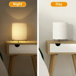 2PCS Night Light Dimmable Nightstand Lamp Linen Plug-In