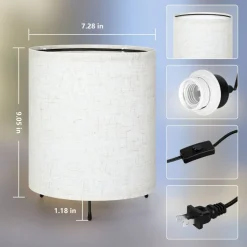 2PCS Night Light Dimmable Nightstand Lamp Linen Plug-In