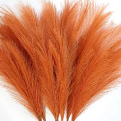 7Pcs Orange Faux Pampas Grass 38 Inch Tall Fluffy Artificial Reed Stems Floor Vase Filler Boho Wedding Farmhouse Home Decor