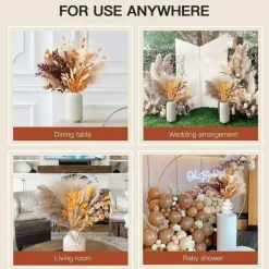 95Pcs Orange Pampas Grass Decor 17 Inch Fall Dried Flower Bouquet Boho Thanksgiving Centerpiece Autumn Home Wedding Decoration
