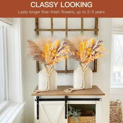 95Pcs Orange Pampas Grass Decor 17 Inch Fall Dried Flower Bouquet Boho Floral Arrangement Autumn Home Wedding Centerpiece Decoration