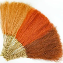 150 Pcs Orange Pampas Grass 21.6 Inch, Fluffy Artificial Pampas Grass Stems in Orange, Apricot & Burnt Orange, Faux Dried Grass Vase Fillers for Fall, Thanksgiving, Boho Wedding & Home Decor