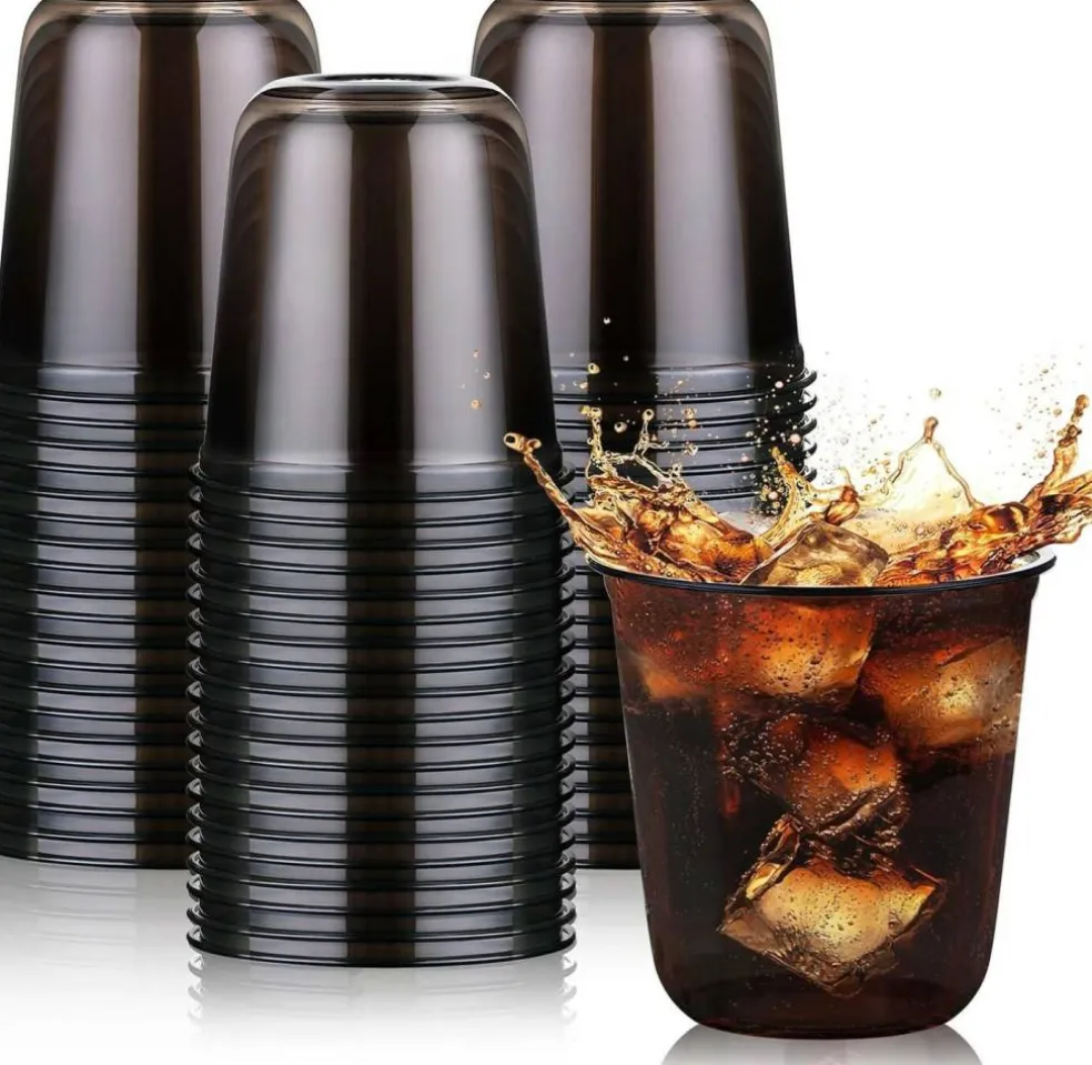 50 PCS 12 oz Clear Plastic Stemless Wine Cups – Disposable Round Bottom Cocktail Cups for Parties & Events