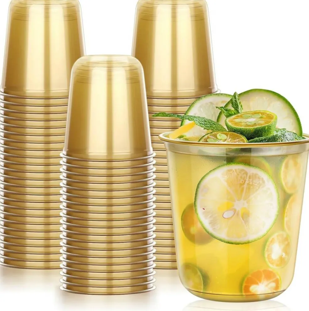 50 PCS 12 oz Clear Plastic Stemless Wine Cups – Disposable Round Bottom Cocktail Cups for Parties & Events