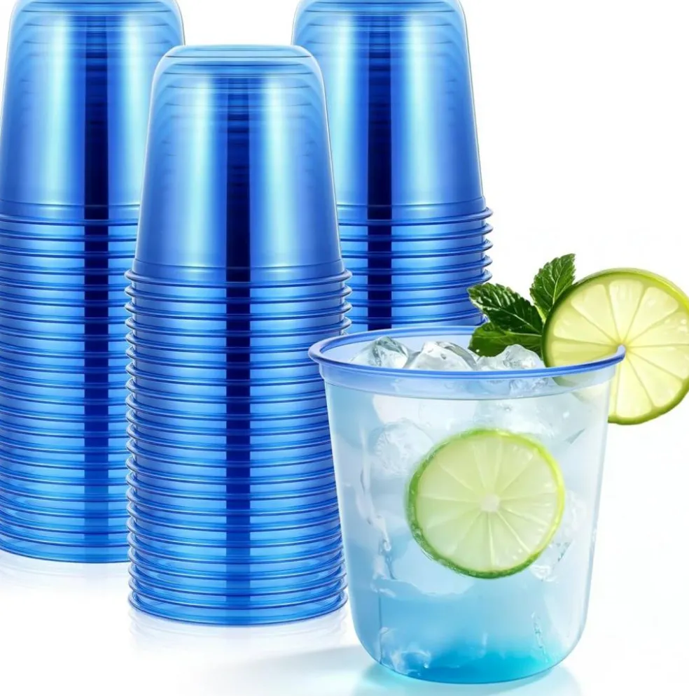 50 PCS 12 oz Clear Plastic Stemless Wine Cups – Disposable Round Bottom Cocktail Cups for Parties & Events