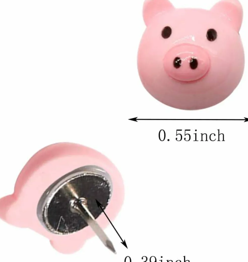 30 pcs pink pig decorative push pins cute resin thumbtacks for cork boards, maps, and office use